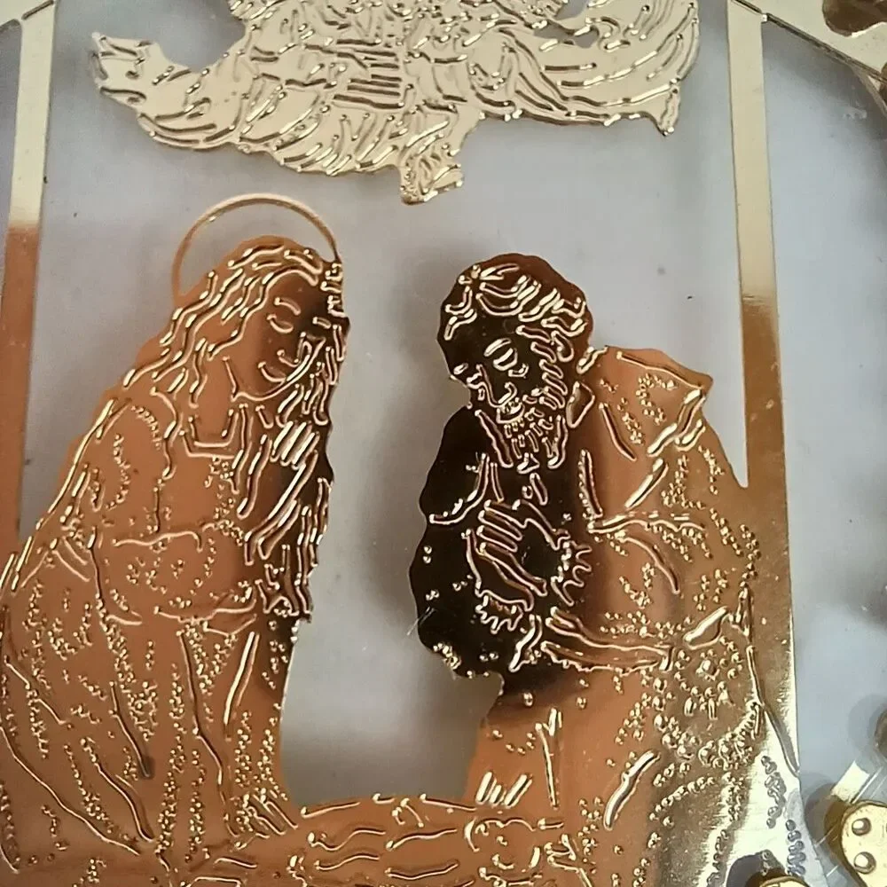 Vtg Vatican Library Collection Nativity Kurt Adler Filigree Star Ornament 6.5”